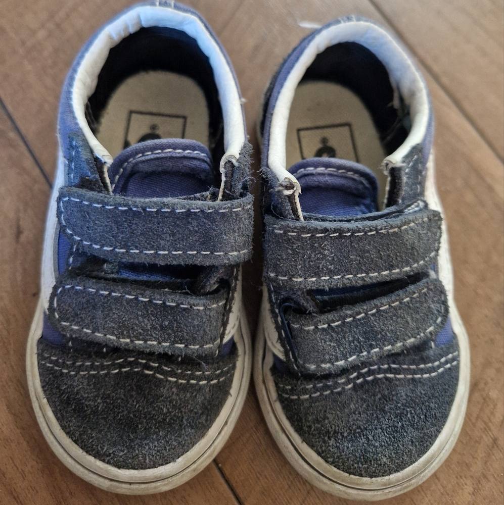 Vans Gray and White Velcro Sneakers
